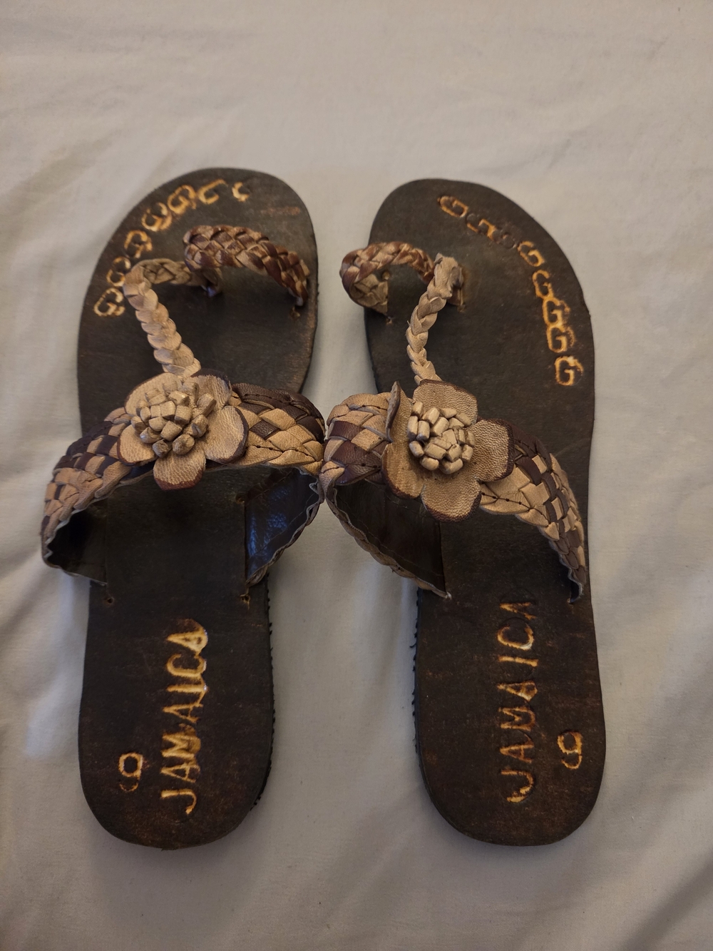 Handcrafted Brown Braided Flower Flip Flops
